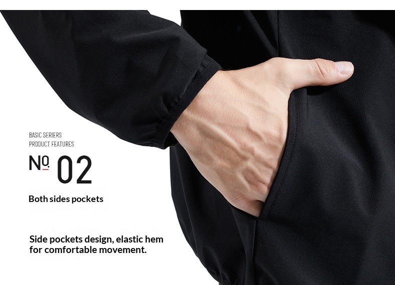 LVS Cross-border Special Men's Sports Running Fitness Windproof Solid Bomber Jacket Breathable Weight Reduction Heat Sweat