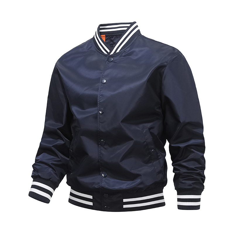 Unisex Customized American Baseball Flight Bomber Jacket Casual Style Stand Single Breasted OEM Service Plain Dyed Winter