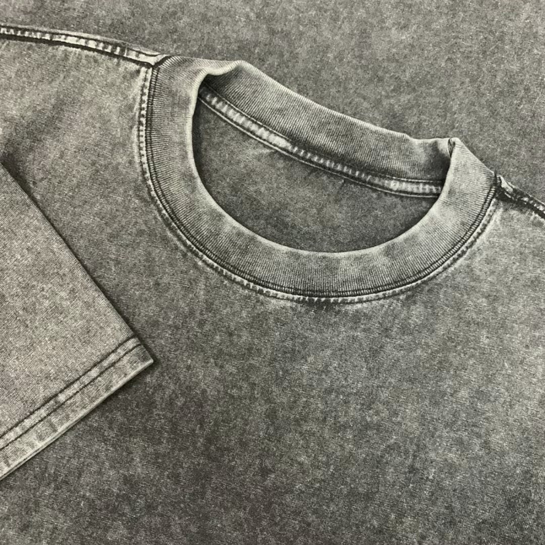 Oem Wholesale Washed Tee Heavy Weight Tshirt Boxy Black Oversized T-Shirt Men'S Graphic Acid Wash Vintage Custom T Shirt