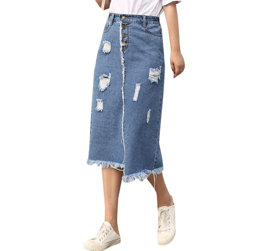 Custom Denim Skirt Jeans Short Back Split Knee-Length Straight Casual Streetwear Fashion Natural Waist Breathable