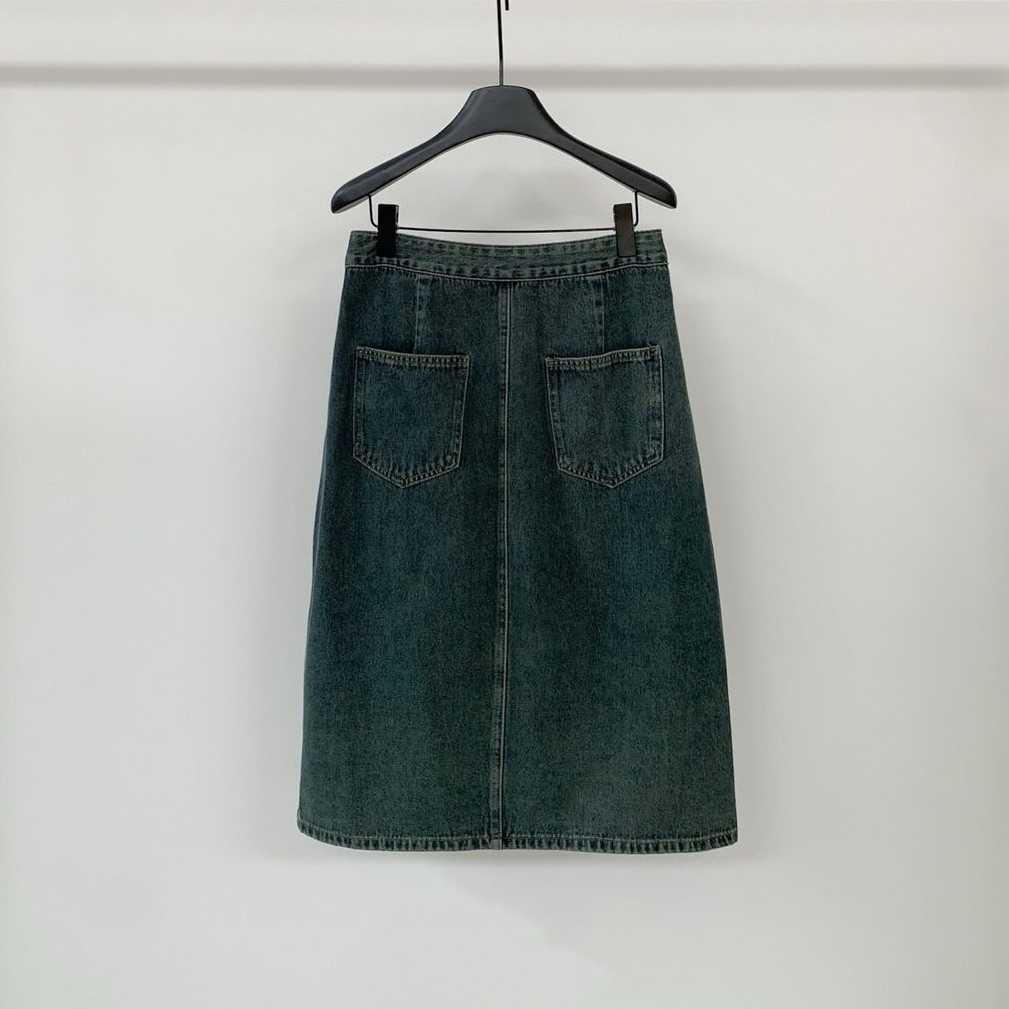 Women's Casual High Waist Midi Denim Skirt-Breathable Custom Logo OEM Service Customizable Size &amp; Color