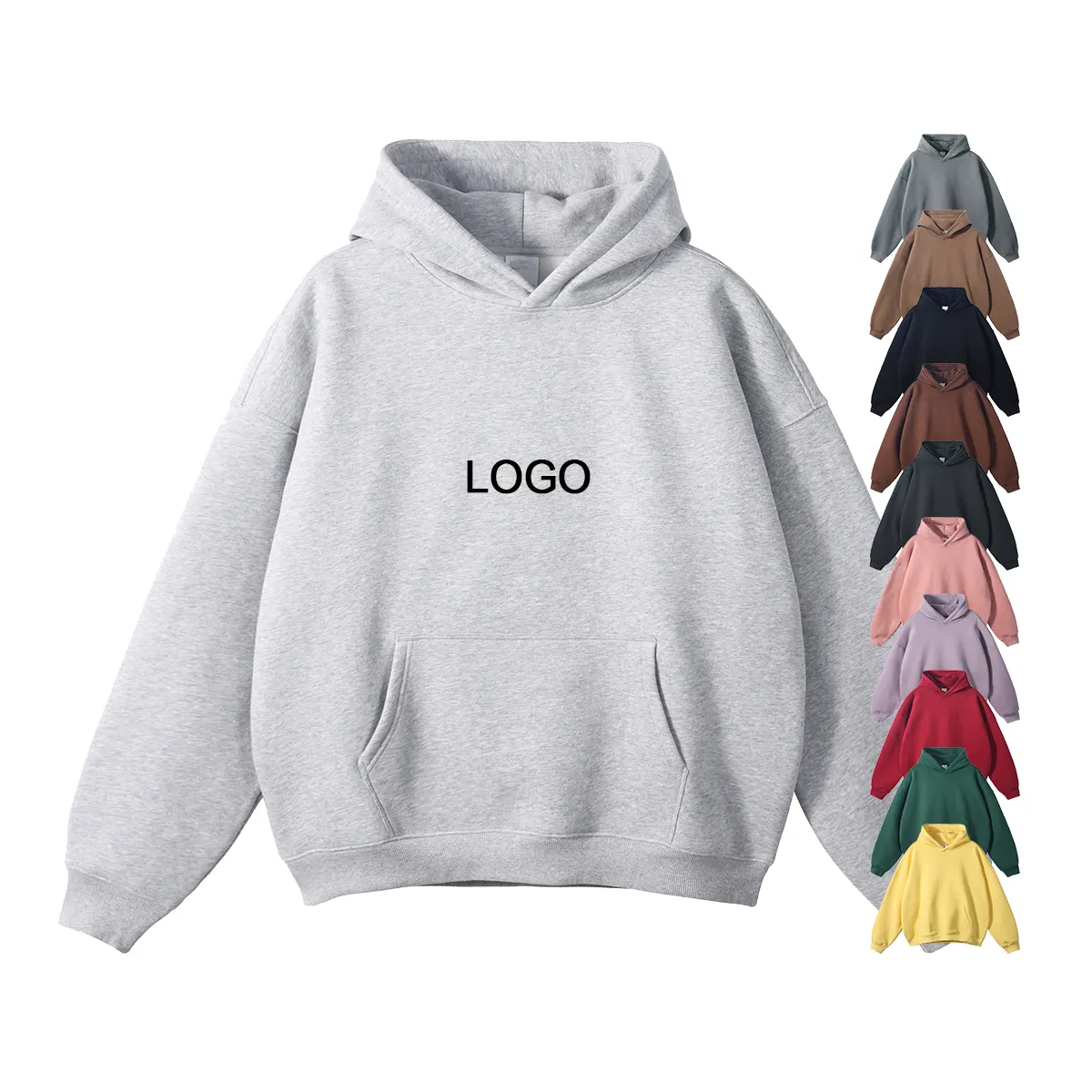 High Quality Men's Cotton Heavyweight Hoodie Unisex Oversized Pullover Custom Logo Blank Sweatshirt