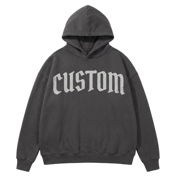 Custom Logo Vintage Washed 100% Cotton Heavyweight Hoodie Streetwear Boxy Fit Oversized Distressed Gothic Graphic Pullover