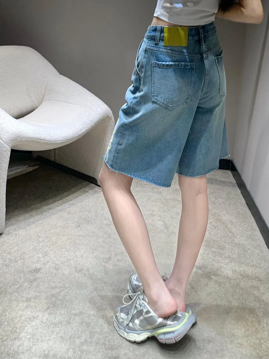Early Spring New Arrival: Logo Embroidered High-Waisted Slimming Denim Shorts, 1: 1 Replica, Fashionable, Trendy, High-End, Factory Direct Sale