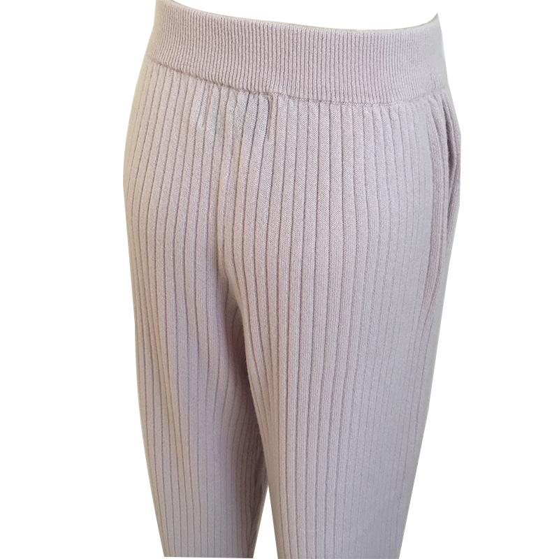 Winter Wide Leggings Ribbed Cashmere Knit Track Pants for Women