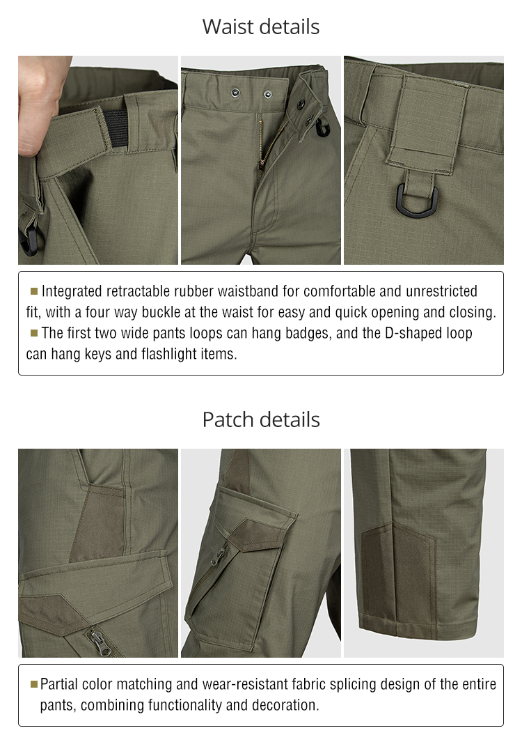 Men's Tactical Pants Waterproof Rip-stop Multi-Pocket Knee Pad Pocket Cargo Pants Outdoor Work Trousers OEM