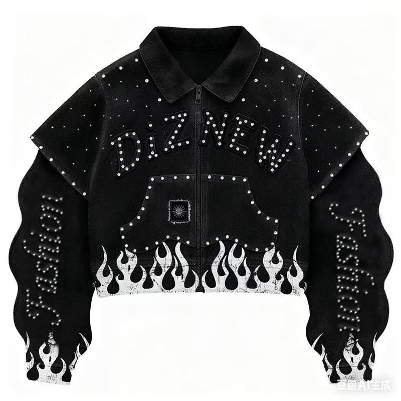 Jeans Jacket Manufacturer DiZNEW Custom Logos Designer Men's Fashion Winter Rhinestone Denim Jackets