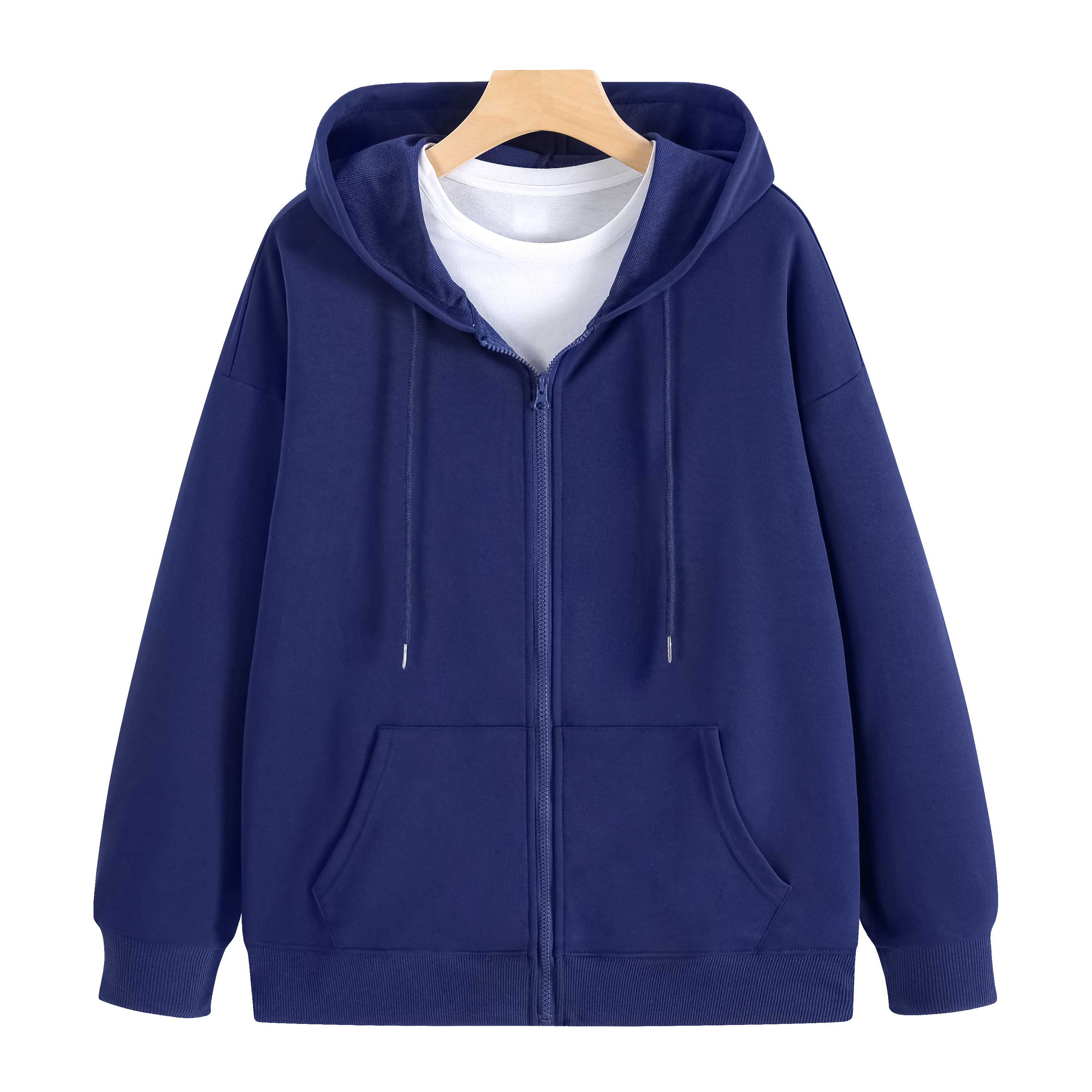 Fashion Outdoor Custom Printing Hoodie French Terry Oversized Silk Screen Printing Zipper Up Hoodies