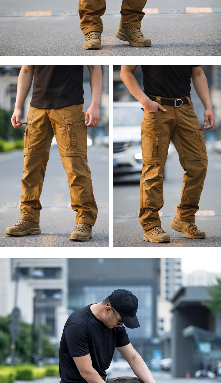 Men's Tactical All-Terrain Cargos Pants Waterproof Mid Waist Drawstring Closure Trousers