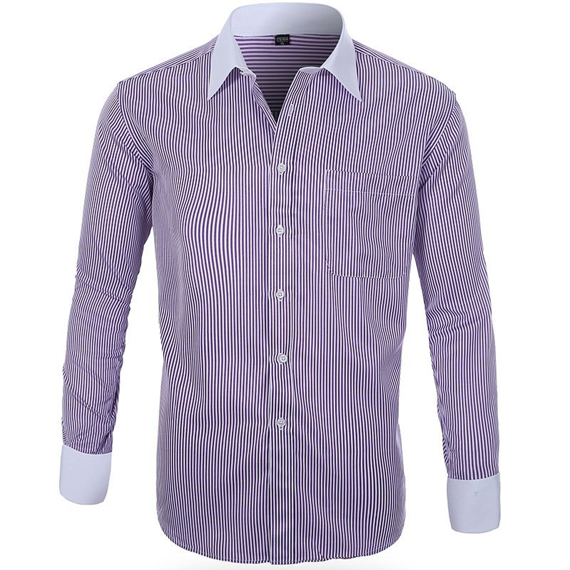 Mens Easy Care Flannel Button-Down Casual Dress Shirt Long Sleeve High Collar Print Regular Fit for Office Summer Wholesale