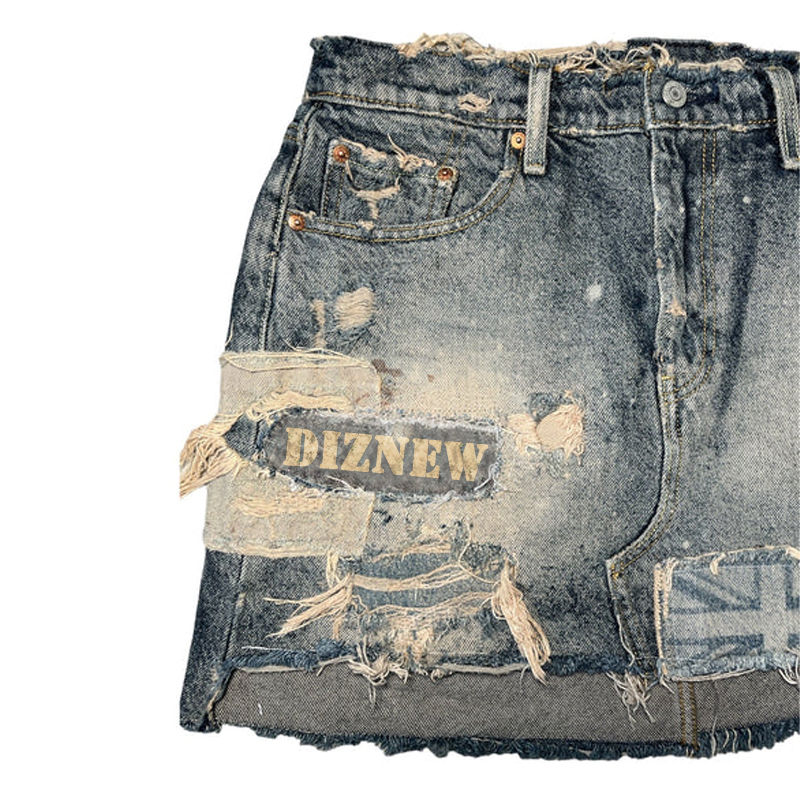 Denim Skirt Stitching Details