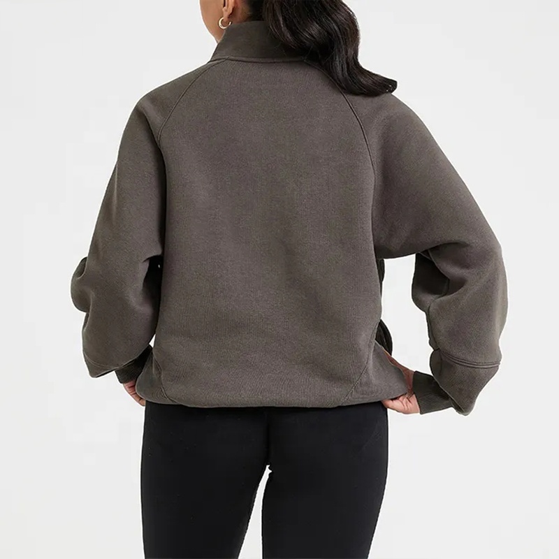 Custom Casual 1/4 Zipper Workout Jumper Cotton Fleece Quarter Zip Sweatshirts Pullover Women