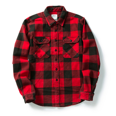 Custom Men's 100% Cotton Thick Autumn Winter Button Down Long Sleeved Shirt Vintage Men Flannel Plaid Shirt
