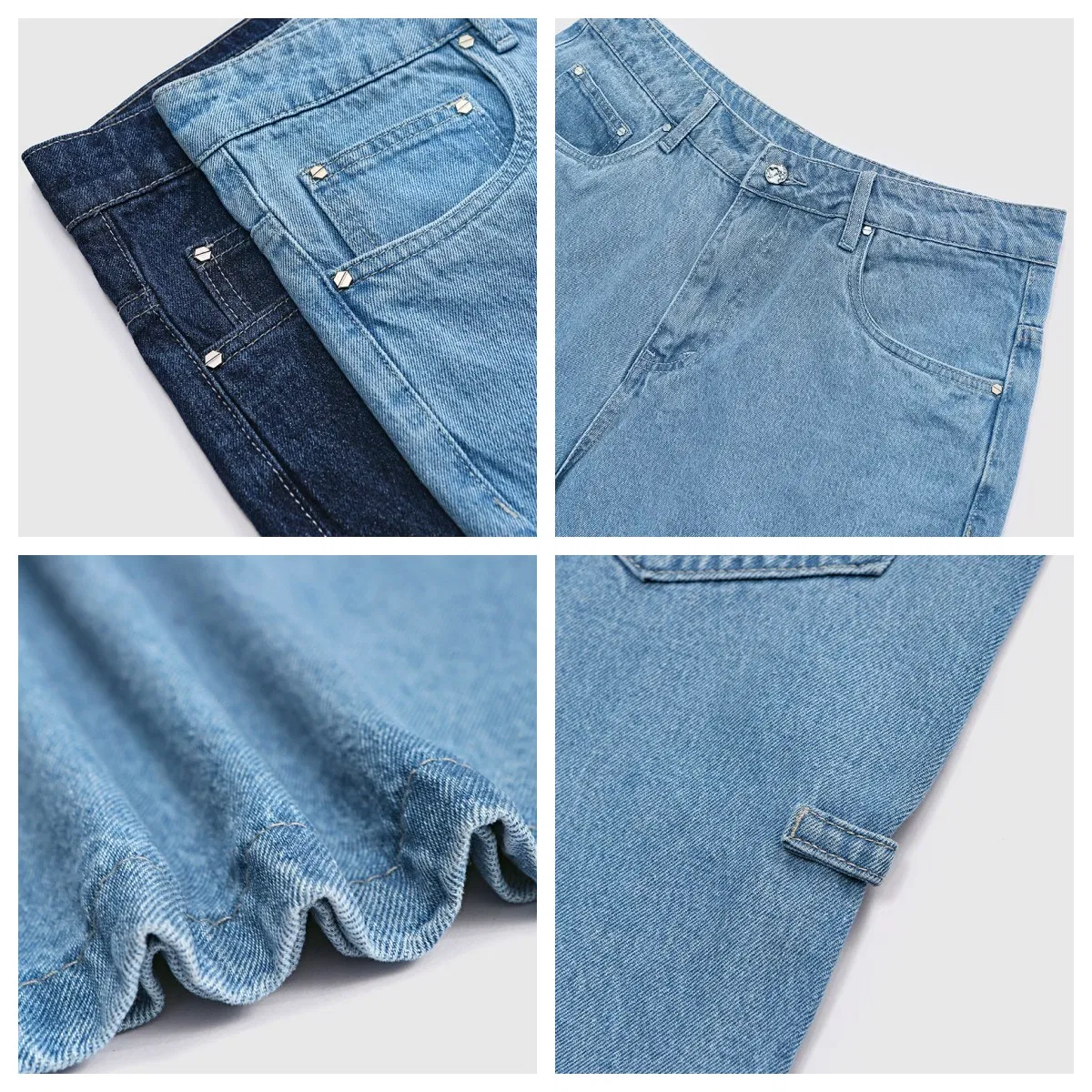 90%Cotton 10% Rayon Khaki Green Series Retro Loose Straight Barrel Worn Wash Solid Denim Shorts for Men