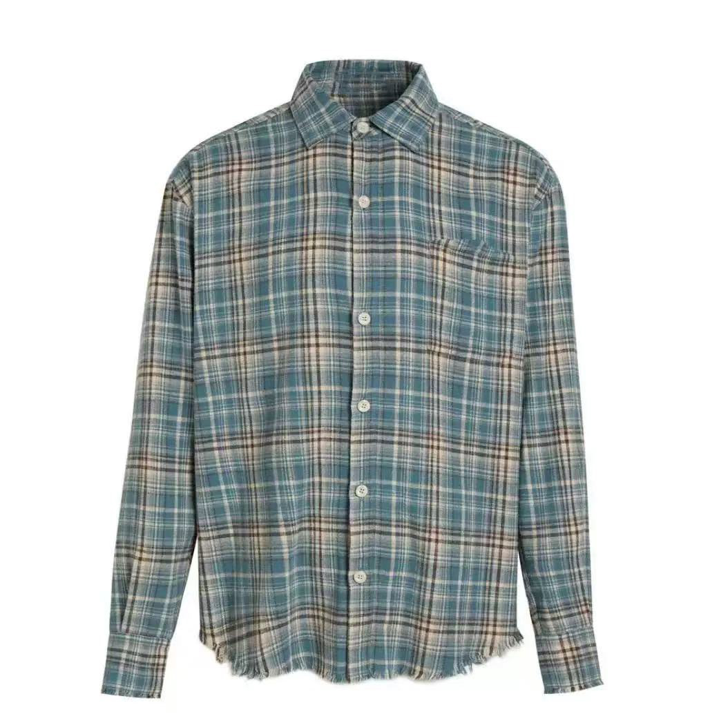 High Quality Custom Men's Casual Flannel Long-sleeve Shirt for Men