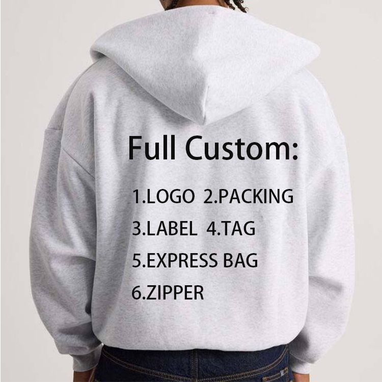 Best Selling Simple Men's Regular Zipper up Hooded Solid White Hoodies Anti-wrinkle Spring Autumn Casual Acid Washed Hoodie