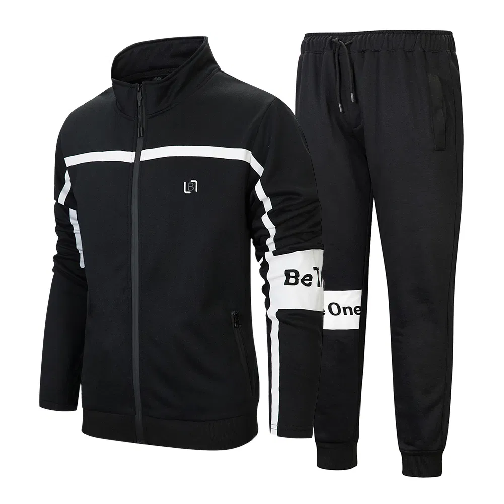 Men's Casual Suit 100% Cotton Warm Fleece Stand Collar Zipper Outdoor Daily Wear Men's Jogging Suit Sports Tracksuit