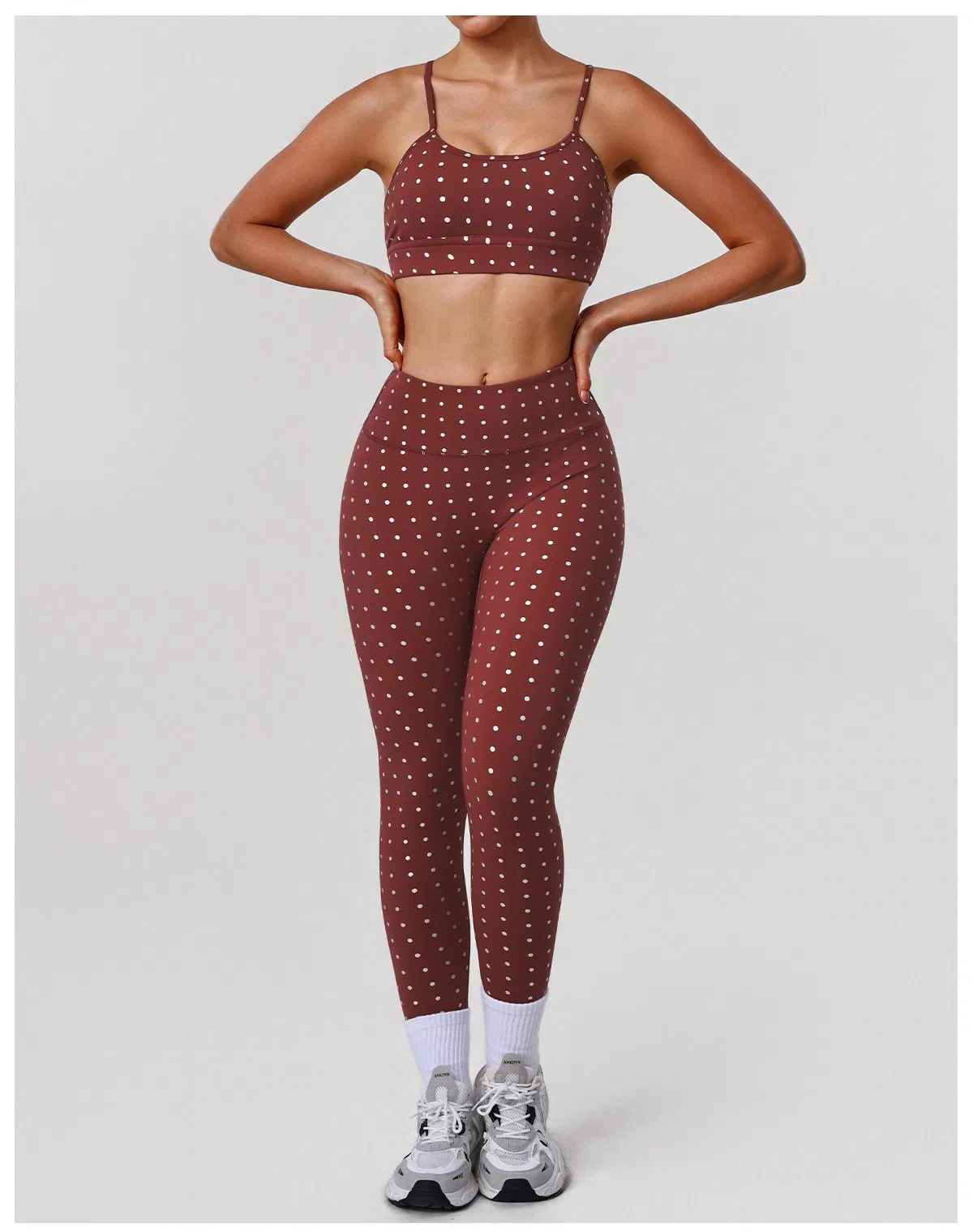 Polka DOT Women's Activewear Matching Sets Leggings Sports Bra Fitness Gym Clothes