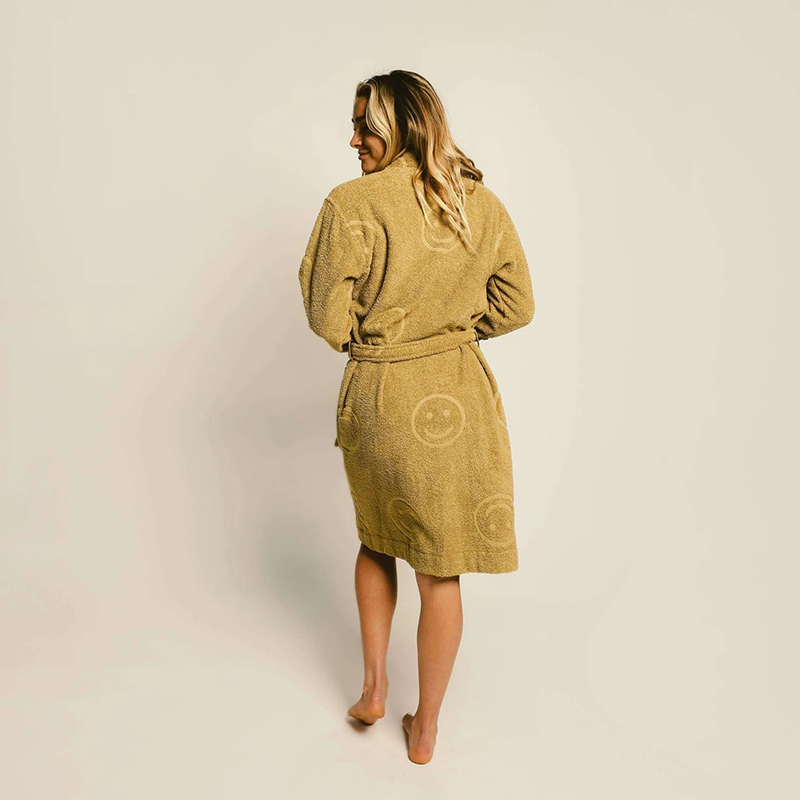 Custom Logo Cotton Bath Robes Luxury Woven Jacquard Terry Sleepwear Bathrobes