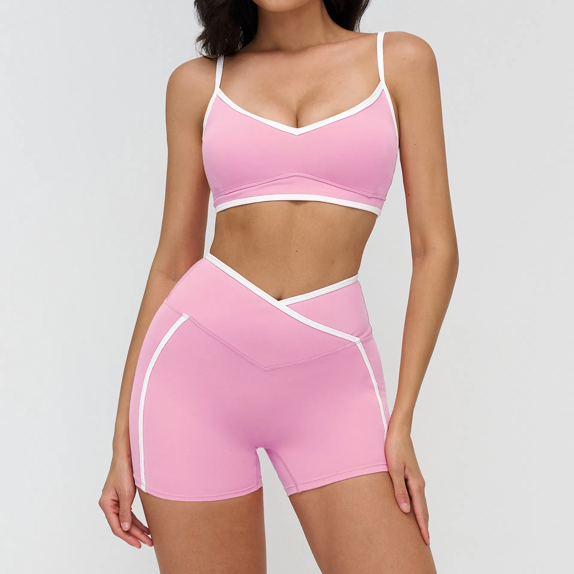 Tight Fitting Color Blocking Casual Yoga Set Women Sportswear Yoga Wear