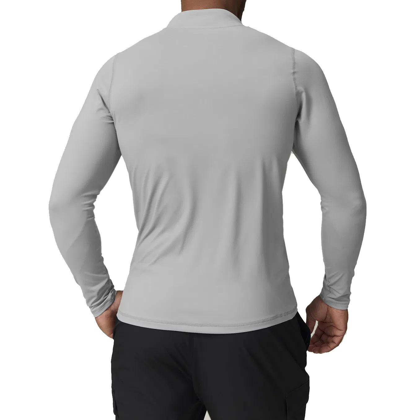 Men's Quarter Zipper Long Sleeve Athletic Gym Wear Performance Running Stretch Slim Fit Bodybuilding Sports Training Activewear