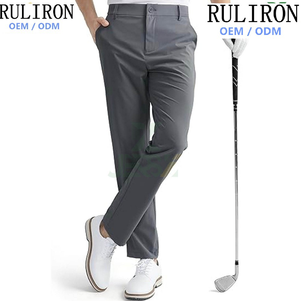 Men's Stretch Golf Quick Dry Lightweight Business Casual Tech Wear Custom Logo Office Travel Outdoor 100% Cotton Plain Dyed Pants