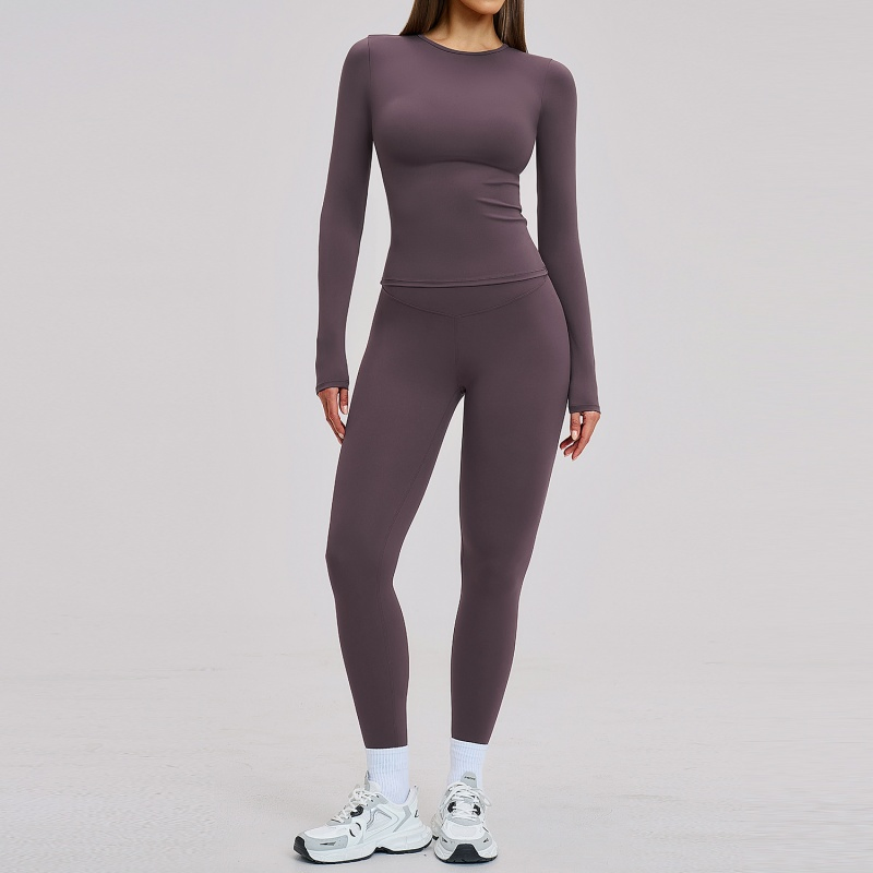 Seamless Activewear Tracksuit Women Long Sleeve Top &amp; Tights Fashion Clothing