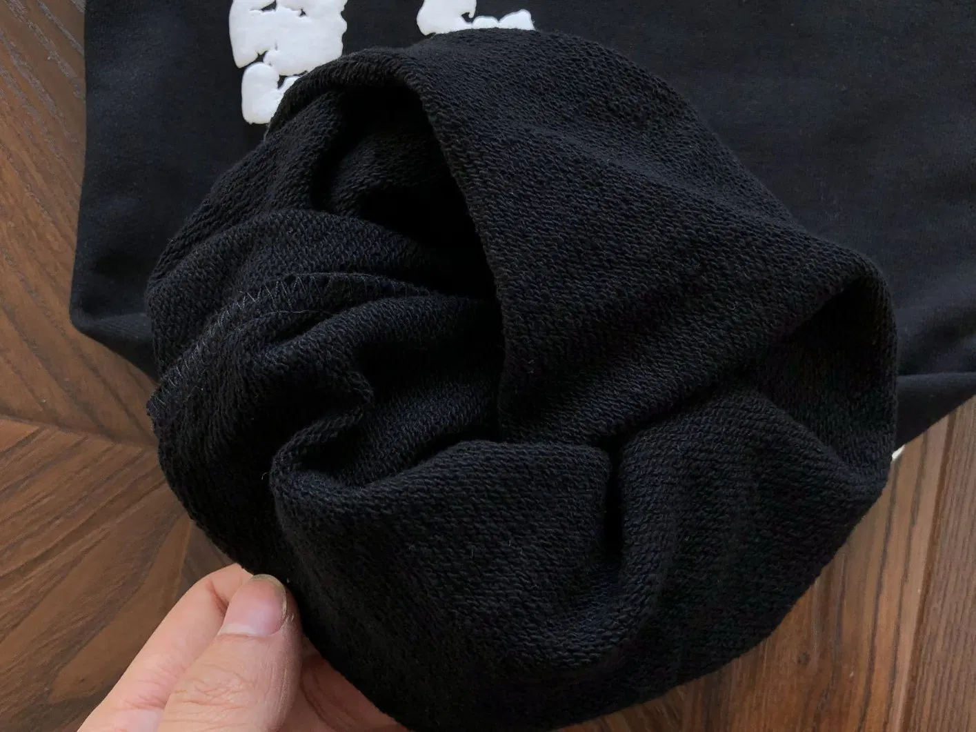 High Quality Heavyweight 100% Cotton Sweater Set American Streetwear 450gms Denimes Heart Puff Printing Loose Winter Front Logo Clothes