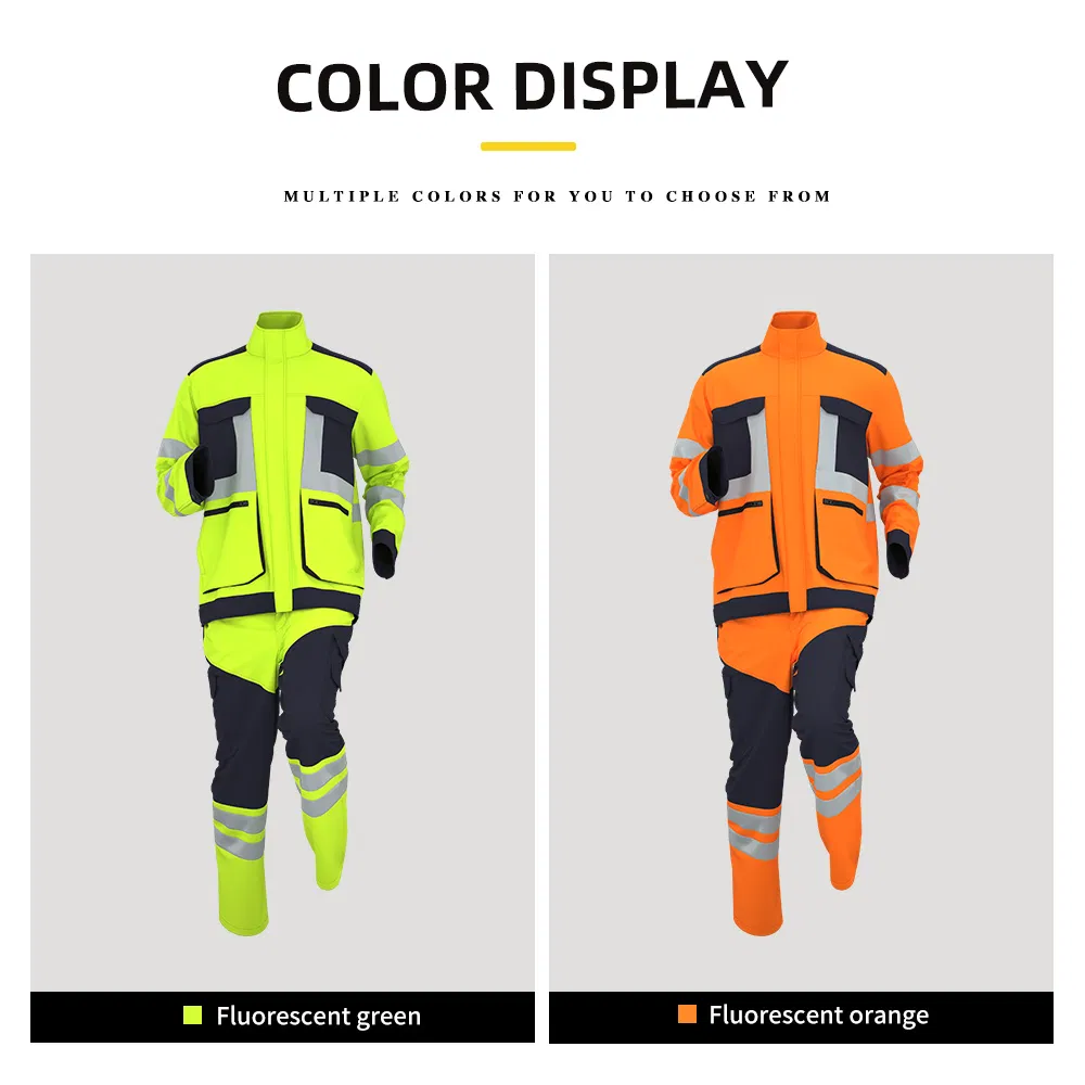 High Visibility Safety Work Uniforms Winter Heavy Hi Vis Waterproof Workwear Jackets Pants Reflective Outdoor Work Clothes