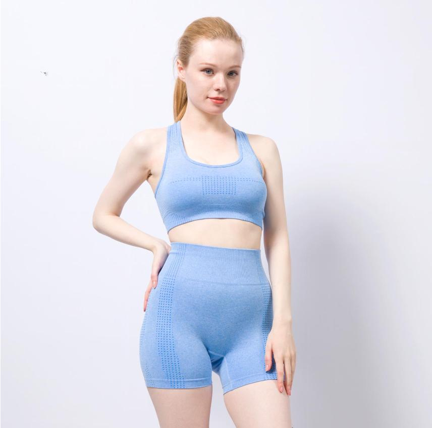 2PC Set Women Activewear Set Gym Fitness Athletic Workout Yoga Wear Sexy Seamless Sport Bra Sportwear Shorts Biker Leggings Plus Size Tracksuit Custom Clothing