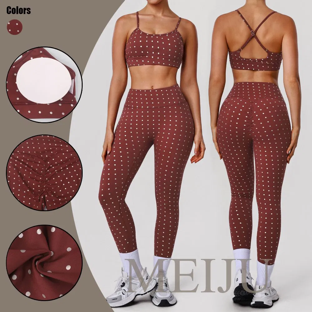 Polka DOT Women's Activewear Matching Sets Leggings Sports Bra Fitness Gym Clothes