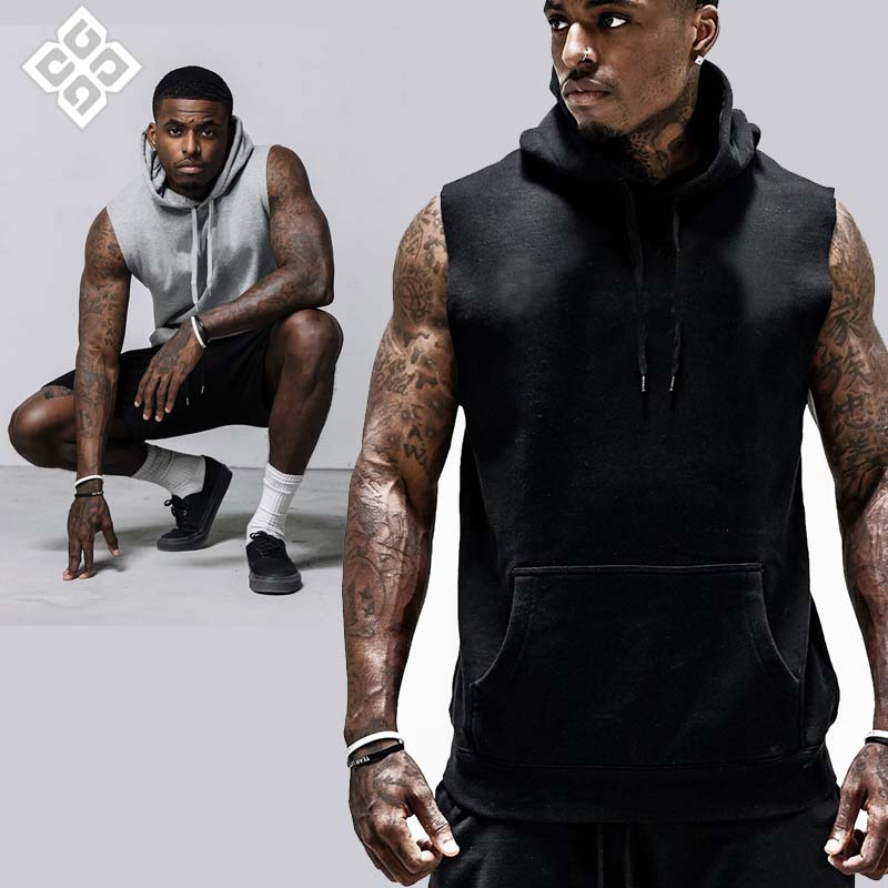 Sports Hooded Vest Men Brothers Casual Fitness Vest Running Training Clothing Fitness Gym Wear for Man