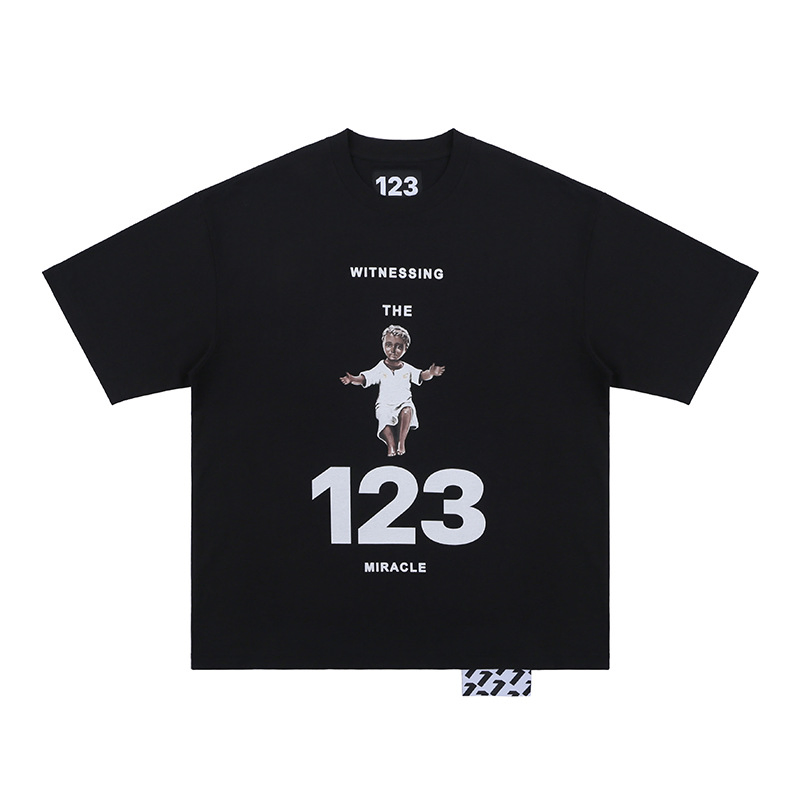 95% Cotton 5% Spandex Summer Men Fashion 3D Puff Print Round Neck Short Sleeve Unisex High Quality Loose Street Wear