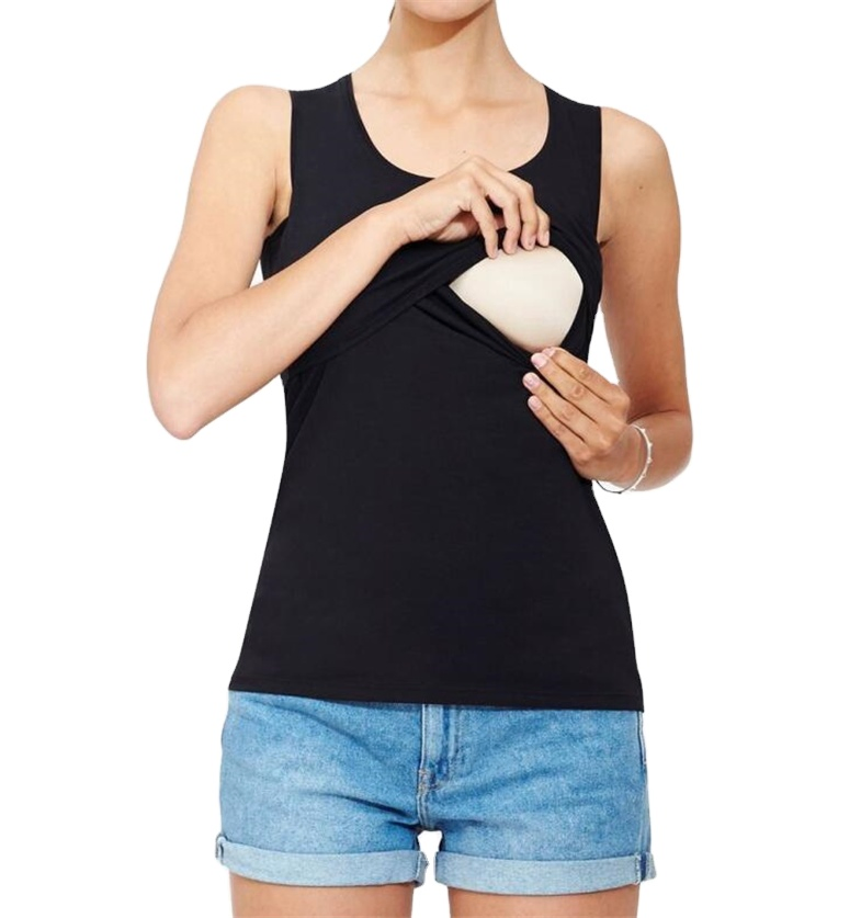 Wholesale Pregnant Clothes Maternity Women Nursing Sleeveless Vest Blouse Breastfeeding Tee Tops