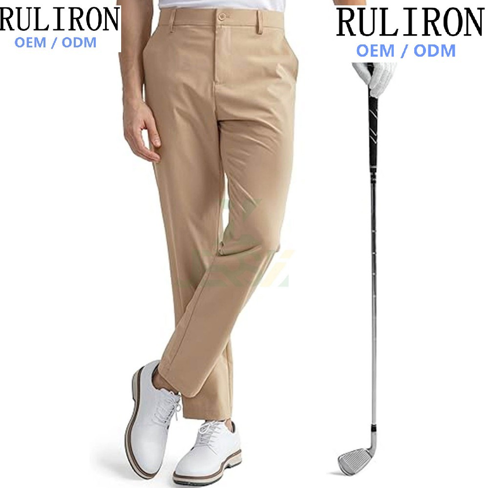 Men's Stretch Golf Quick Dry Lightweight Business Casual Tech Wear Custom Logo Office Travel Outdoor 100% Cotton Plain Dyed Pants