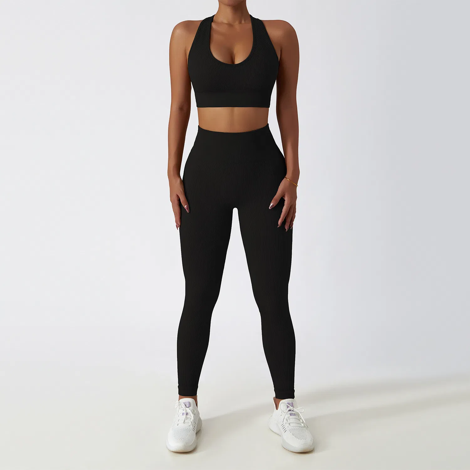 Women Sportswear 3PC Set Loose Crop T-Shirt Yoga Bra and Bike Short Legging Eco Friendly Fabric Breathable Workout Apparel
