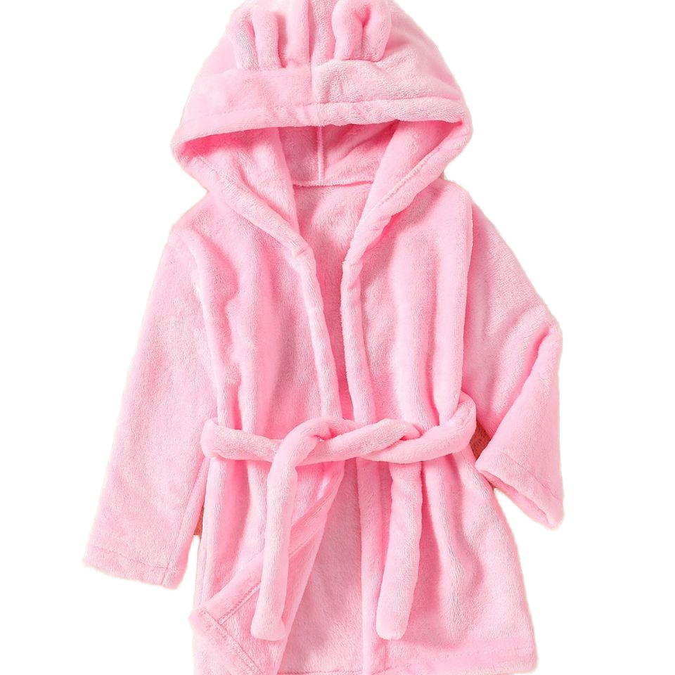 Children Kids Sleepwear Flannel Hooded Bathrobe Plush Breathable Pajamas