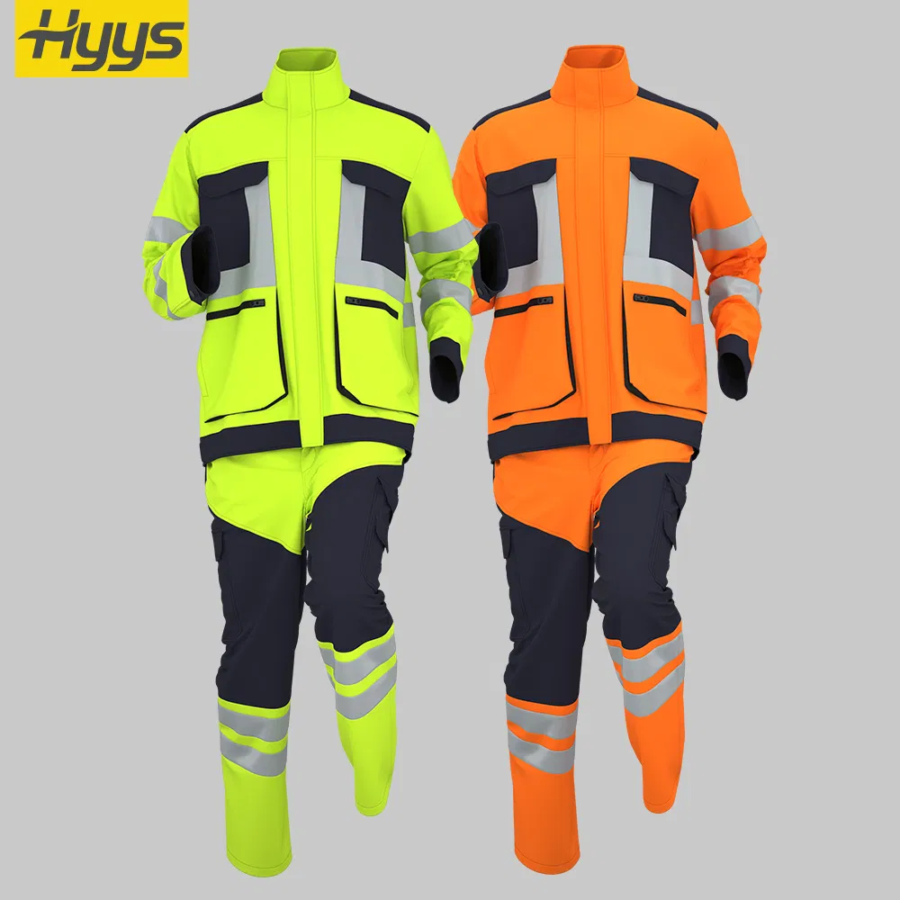 High Visibility Safety Work Uniforms Winter Heavy Hi Vis Waterproof Workwear Jackets Pants Reflective Outdoor Work Clothes