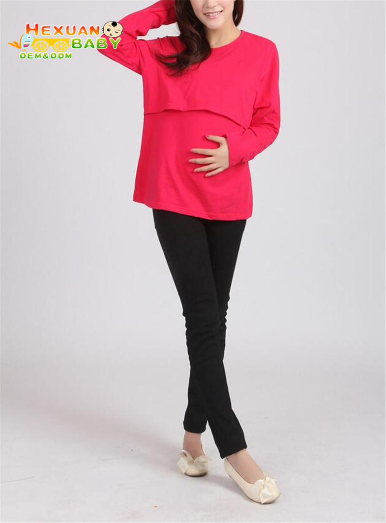2025 Casual Maternity Solid Shirts Fashion Pregnancy Long Sleeve Tops for Maternity Breastfeeding and Nursing Clothes Wear