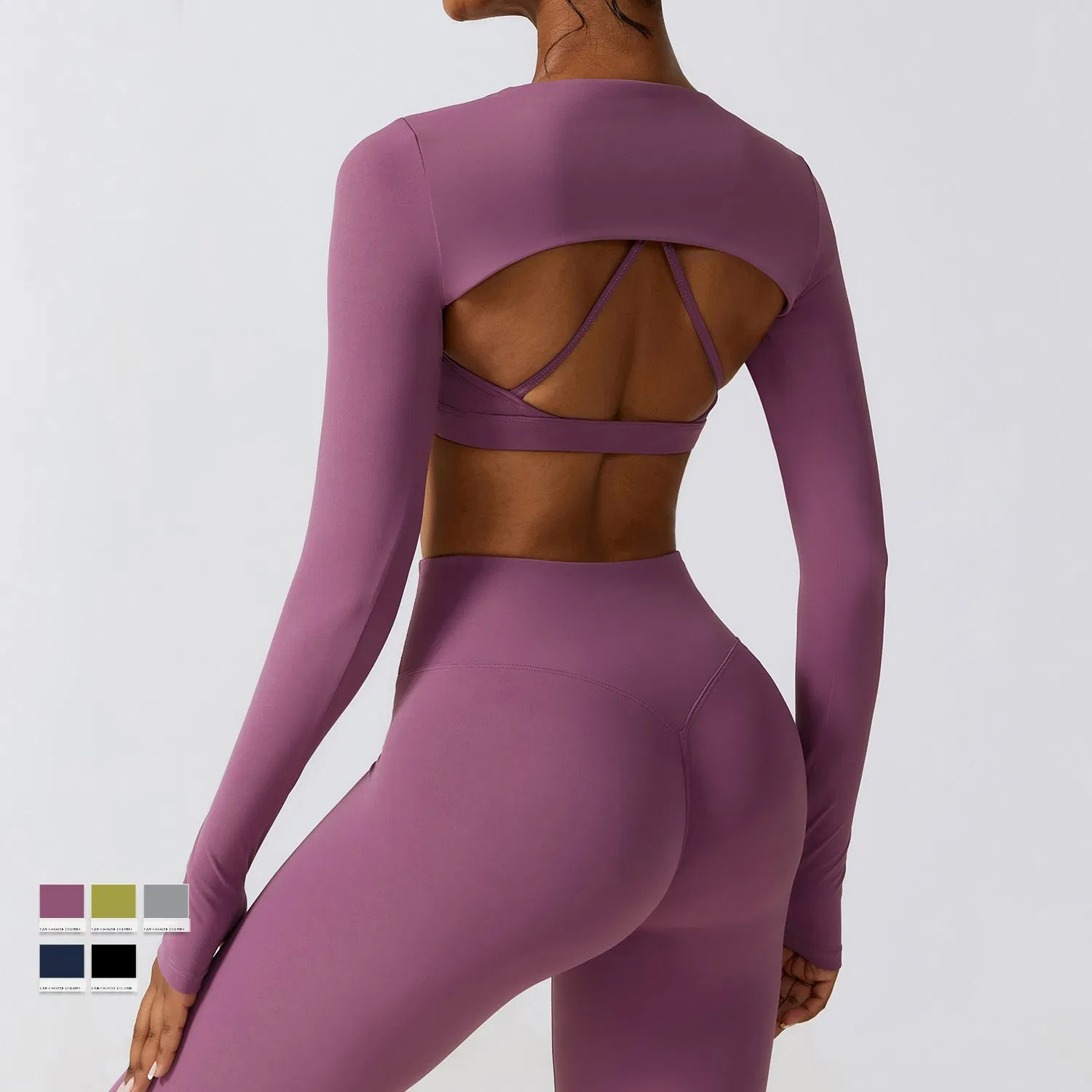 4 Piece Sports Fitness Yoga Wear Leggings Sets Women Long Sleeve Activewear Gym Workout Clothing