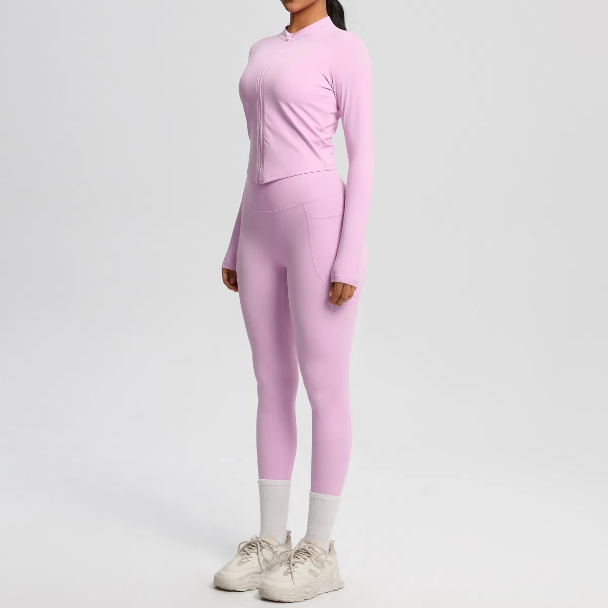 Sportswear Clothing for Women 4 Piece Stretchy Yoga Gym Outfits Biker Shorts Matching Workout Sports Bra Running Jacket Active Athletic Running Apparel Sets