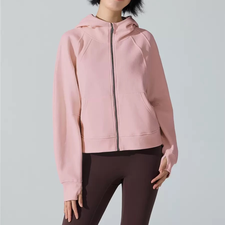 Casual Trendy Comfy Fall Winter Athletic Clothes Zip up Hoodies Fleece Lined Cotton Jackets for Women, Long Sleeve Outerwear with Side Pockets and Thumb Holes