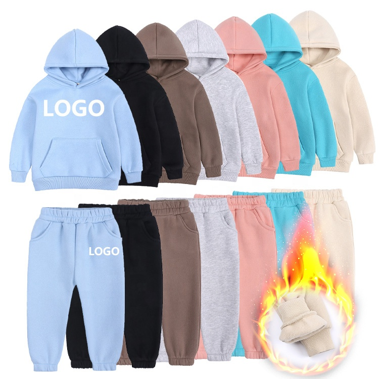 New Arrival Boys Hoodies Sweatpants Jogging Sets Custom Logo Boys Fleece Sweatsuits Tracksuits Winter Sets Kids Tracksuit Children Apparel