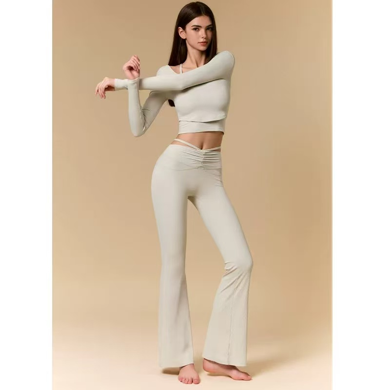 Women Activewear Soft Nude Feeling Fabric Sports Bra Crop Top High Waist Hip Lift Shorts Leggings Flared Gym Sport Suits Coat Sportswear Clothing