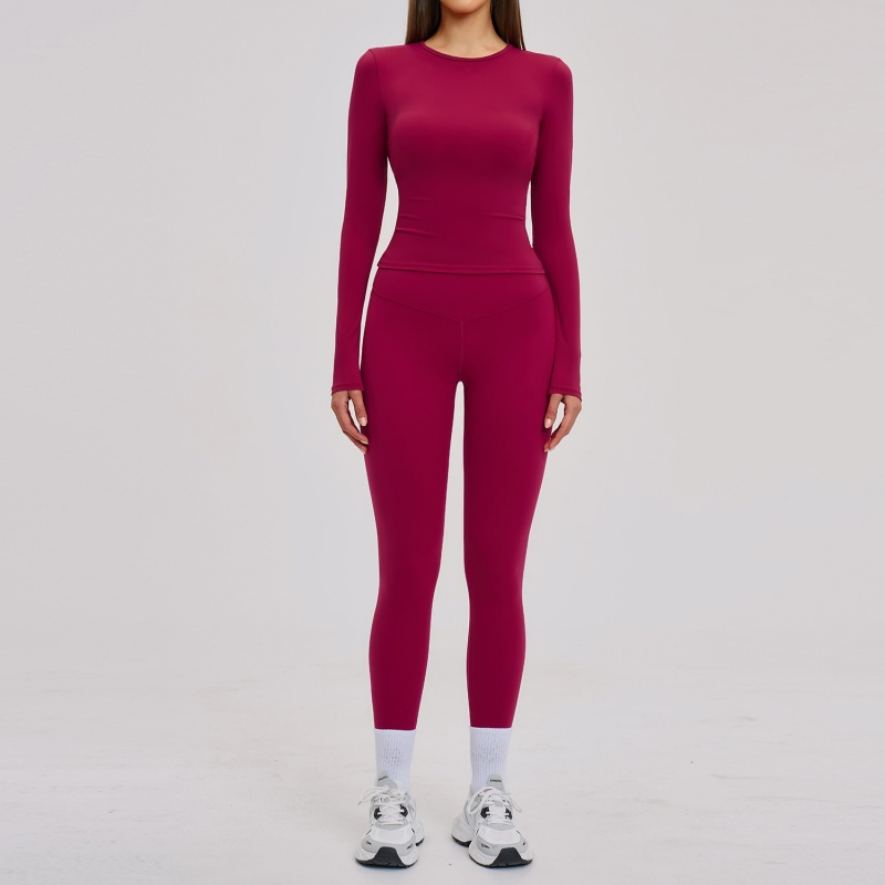 Seamless Activewear Tracksuit Women Long Sleeve Top &amp; Tights Fashion Clothing