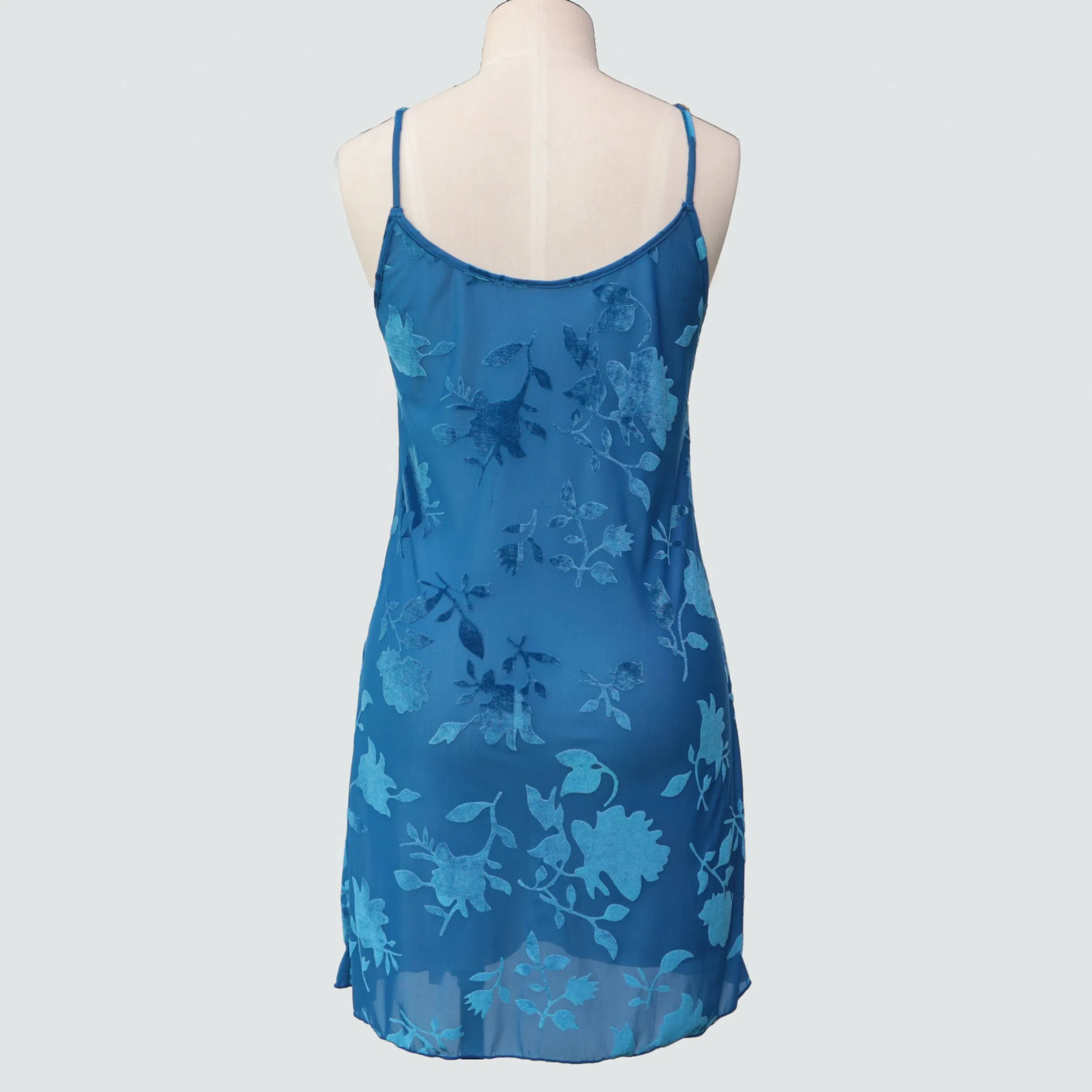 Intiflower New Design 2023 Blue Floral Pajamas High Quality Sleeveless Elegant Sleepwear