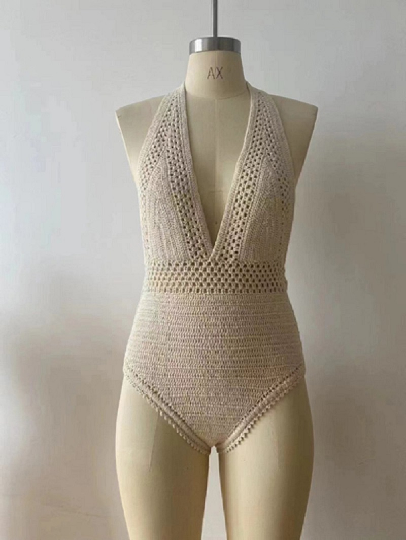 Fashion Women's Crochet Bodysuit Knitted Sweater Clothes for Summer Beach Wear