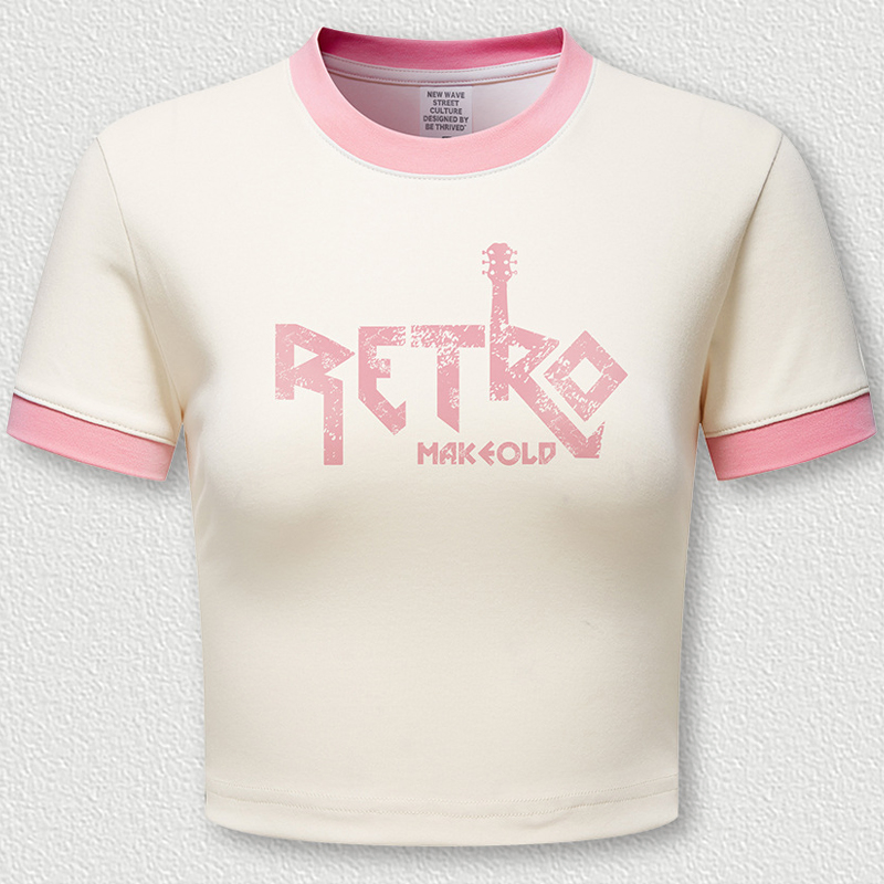 High Quality 100% Cotton 220GSM Contrast Color T Shirt Customizable Casual Streetwear Vintage Short Clothing