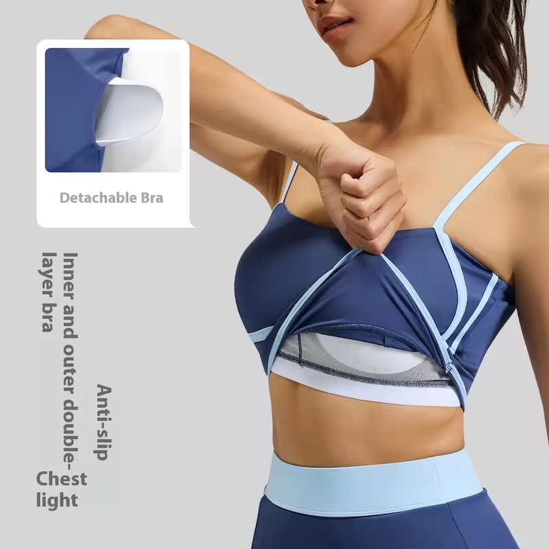 Top Picked Colorblock Sports Outfits Sexy Athletic Apparel for Women, 2 Pieces Sling Cami Top with Built-in Bra + Tennis Skirt with Liner Shorts Paddle Clothes
