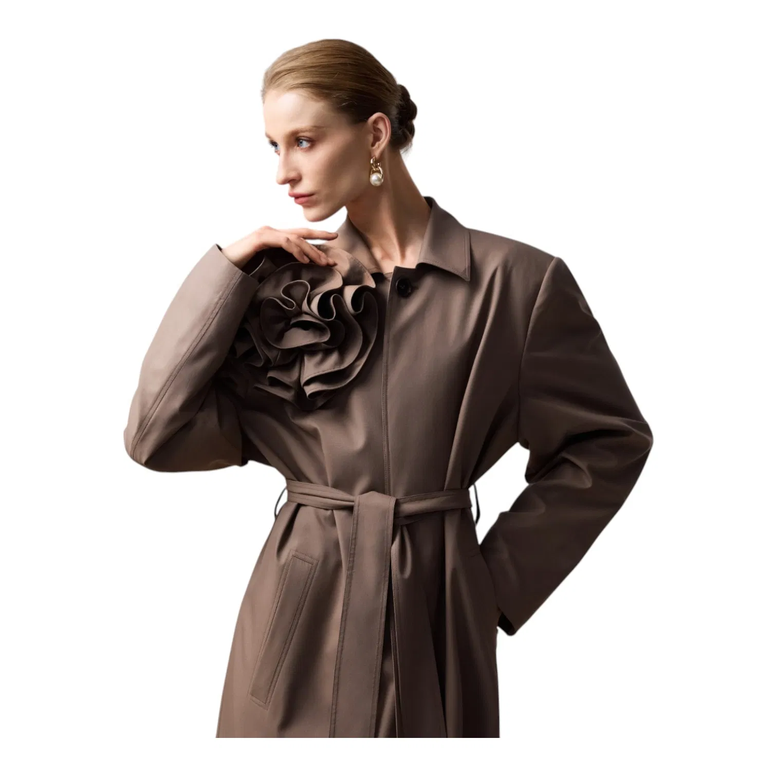 Cocoon Style Soft Taupe for Professional and Casual Business Wear Custom Women Overcoat